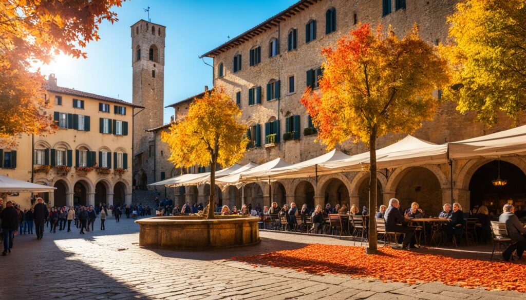 Herbst in der Toskana Piazza Cisterna San Gimignano