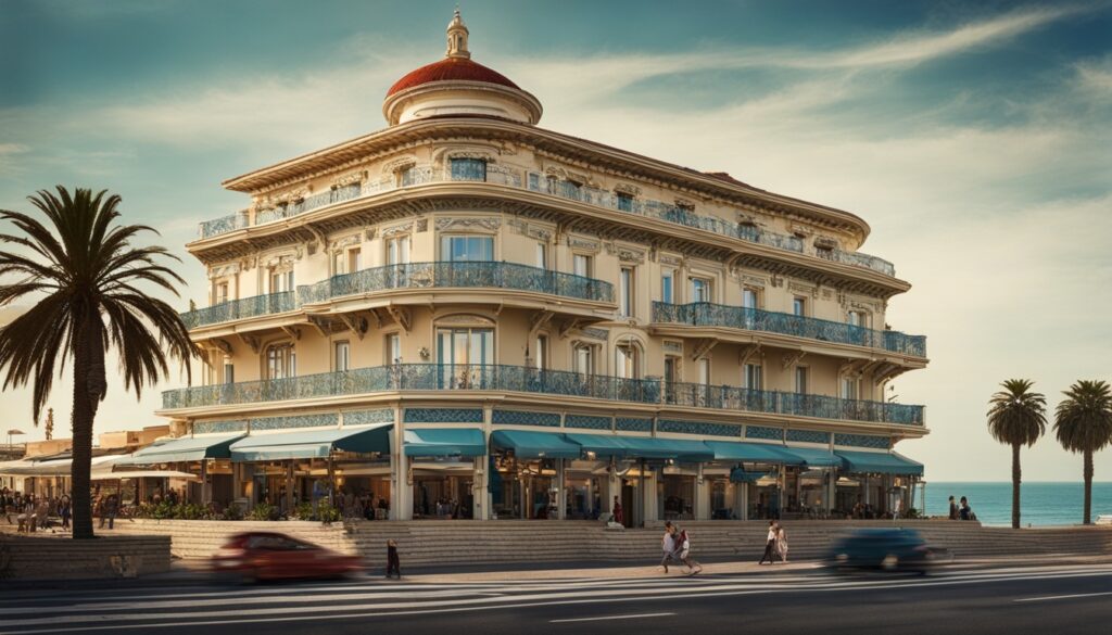 Jugendstil-Architektur an der Strandpromenade La Passeggiata