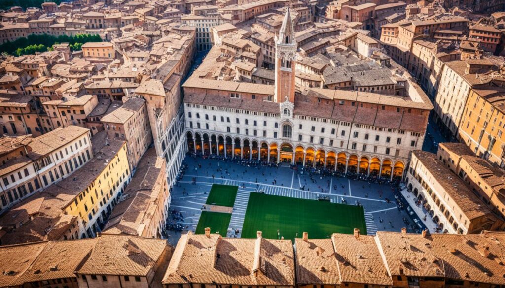 Piazza del Campo Siena muschelförmige Struktur